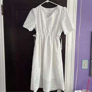 simple white eyelet dress